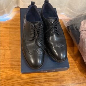 Cole Haan Black Leather Wingtip Oxfords